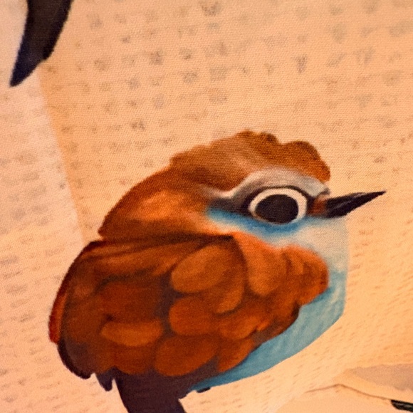 Bird Print Long-Sleeve Shirt - White with Multicolor Birds - Picture 11 of 12